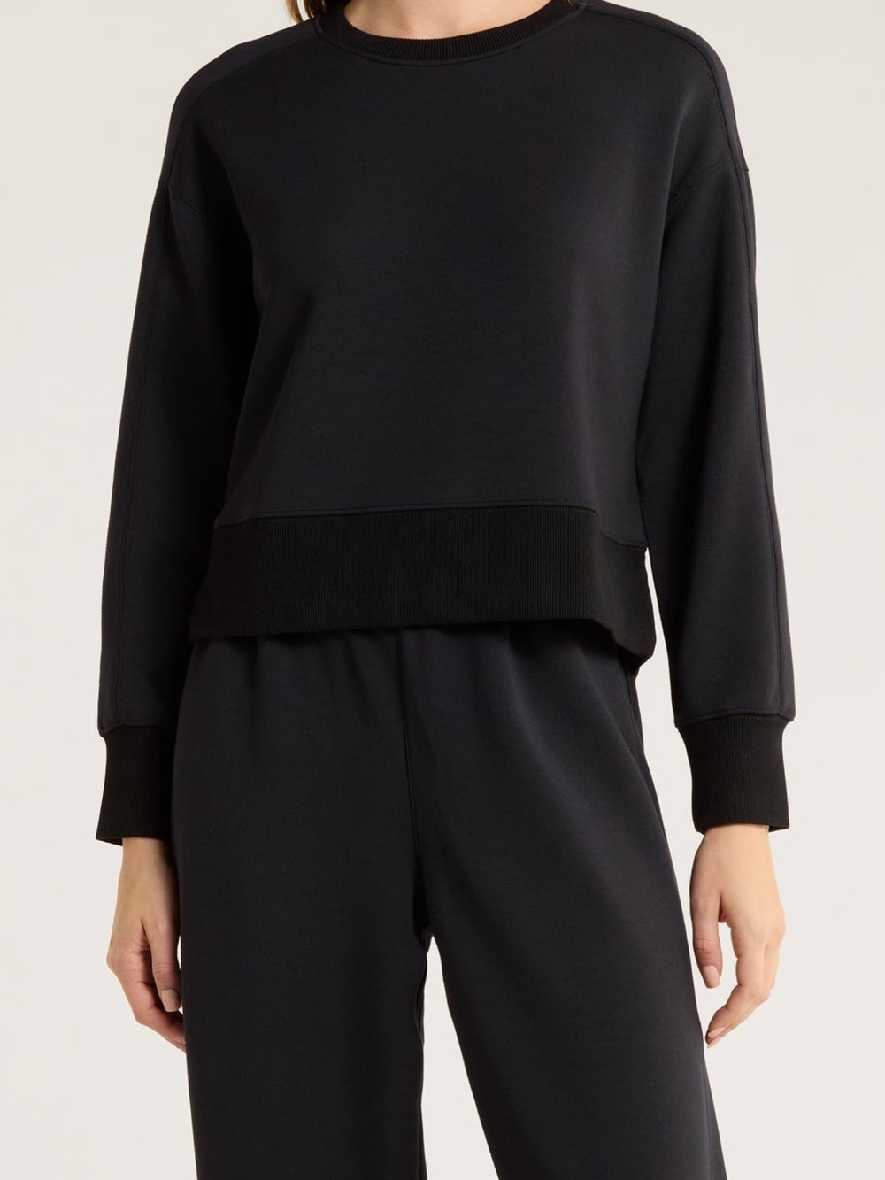 SPANX air essentials luxe crop Black Crewneck Sweatshirt